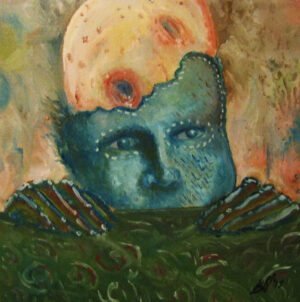 "Bubble Head" - Oil on canvas 12" x 12"