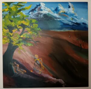 "Alien Visit" - Oil on canvas 48" x 48"